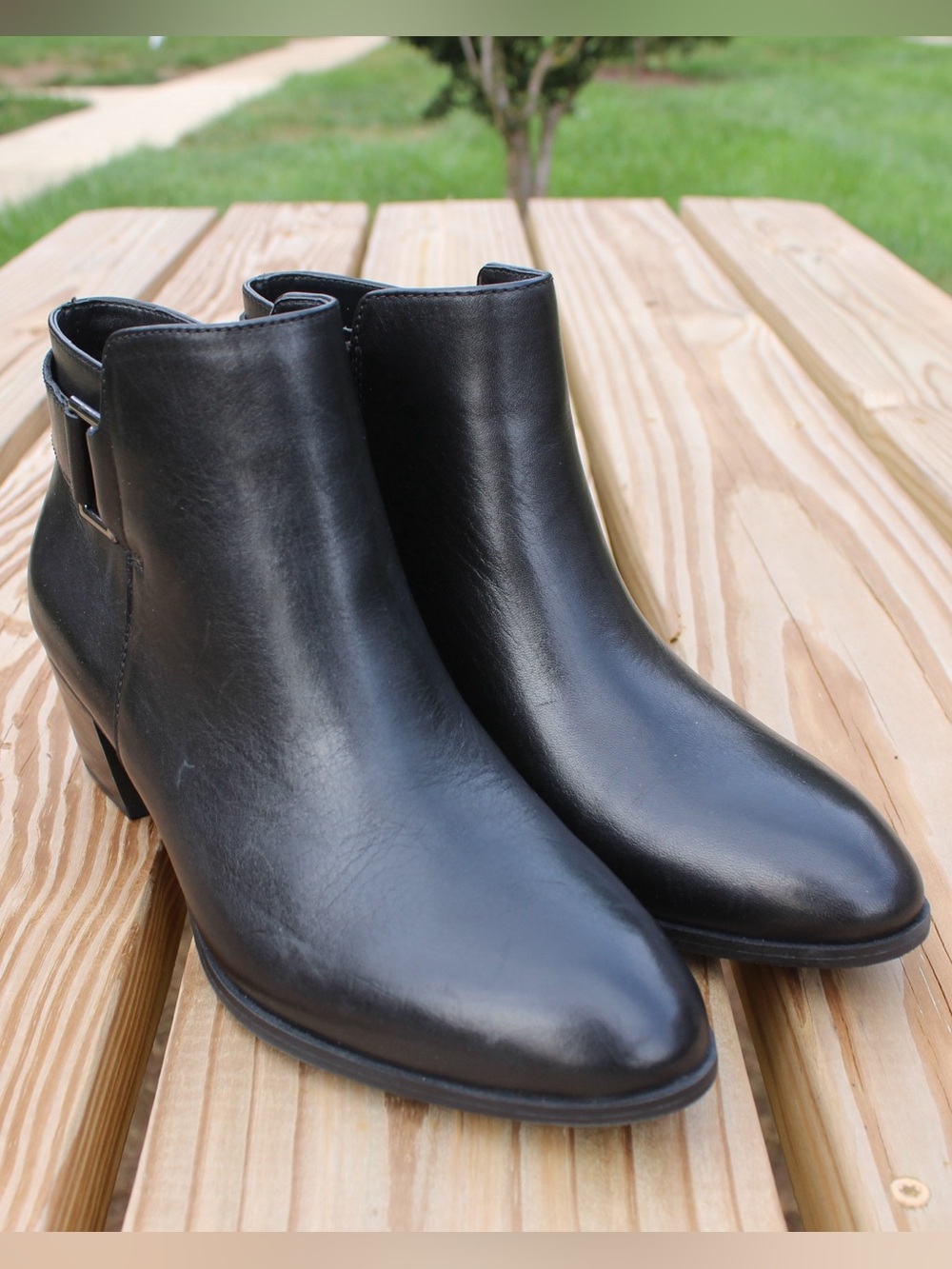 Alfani Adisoni Black Leather Pant Bootie Sz 7